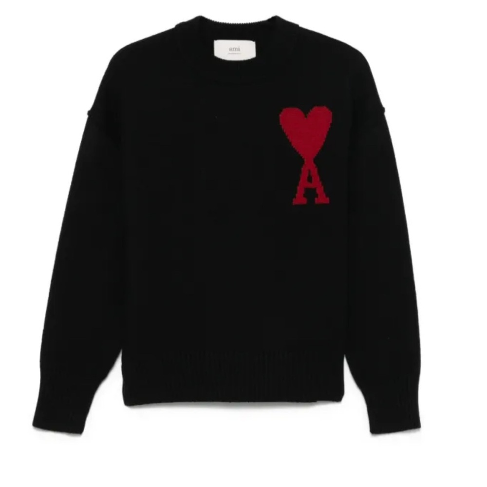 Ami Paris de Coeur Black women’s Sweater with red heart logo